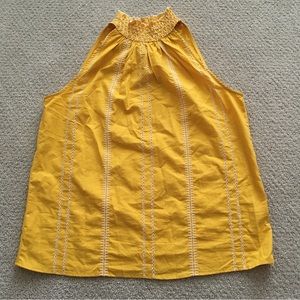 Calligraphy Yellow Eyelet Tank